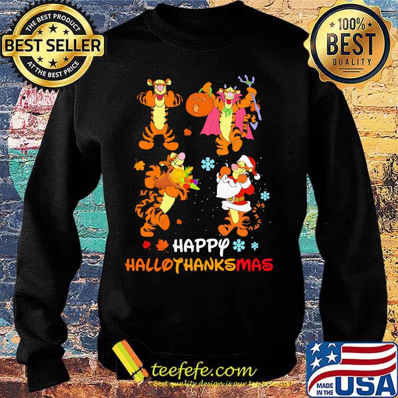 Tigger happy hallothanksmas halloween thanksgiving christmas s Sweater Tigger happy hallothanksmas halloween thanksgiving christmas s Sweater