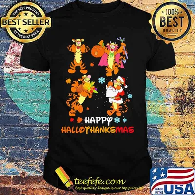 Tigger happy hallothanksmas halloween thanksgiving christmas shirt