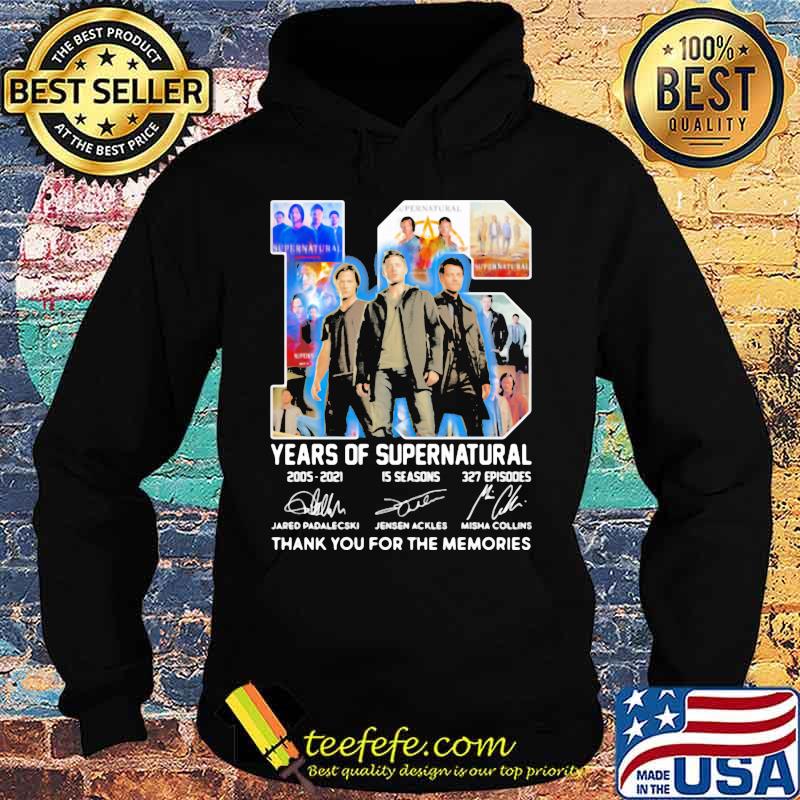 16 years of Supernatural 2005-2021 thank you for the memories signature s Hoodie 16 years of Supernatural 2005-2021 thank you for the memories signature s Hoodie