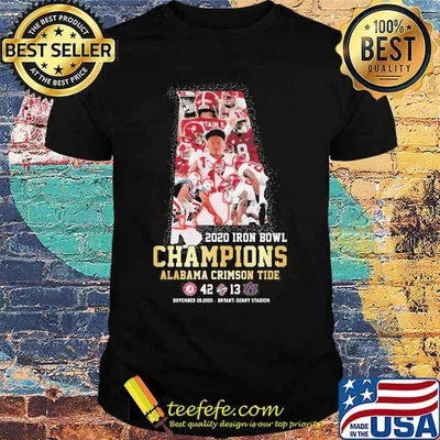 2020 Iron Bowl Champions Alabama Crimson Tide 42 13 Victory Football Shirt