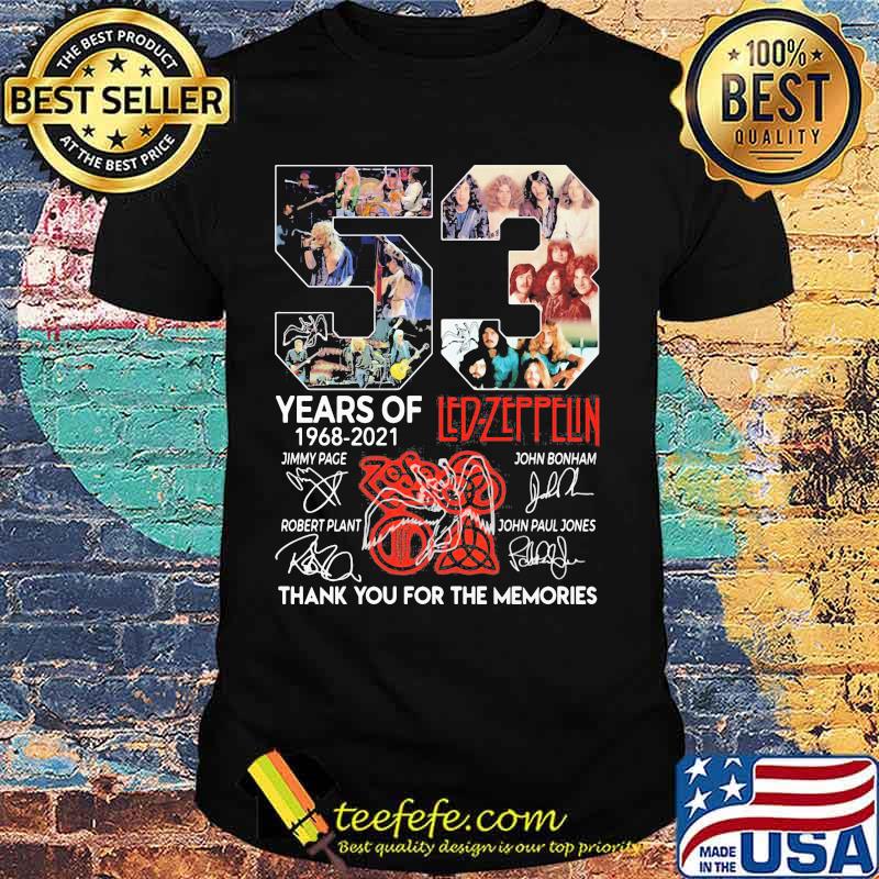 53 Years Of Led Zeppflin 1968 2021 Thank You For The Memories Signuature Shirt