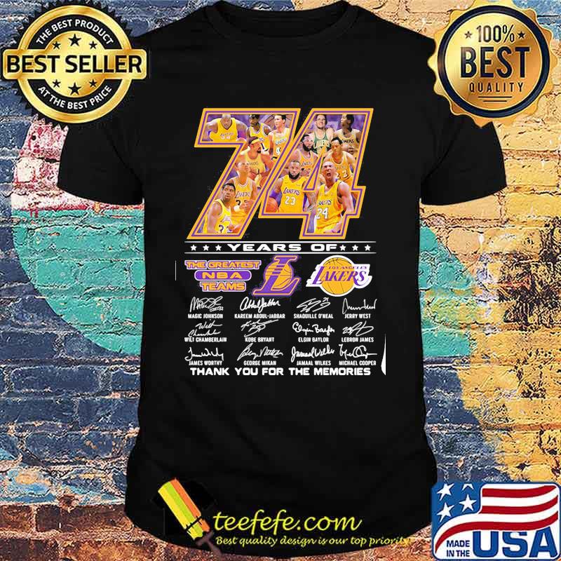 74 Years Of The Greatest Nba Team Los Angeles Lakers Signature Shirt
