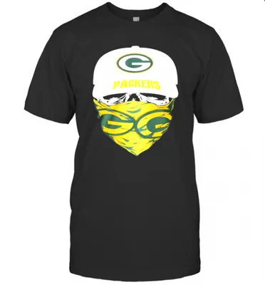 Skull Face Mask Green Bay Packers T-Shirt Classic Mens T-shirt
