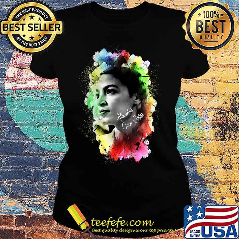 Alexandria Ocasio-Cortez Watercolor Painting Art Shirt Ladies tee Alexandria Ocasio-Cortez Watercolor Painting Art Shirt Ladies tee