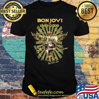 Bon Jovi 1983 2020 Signature Guitar Rip Cross Angle Shirt