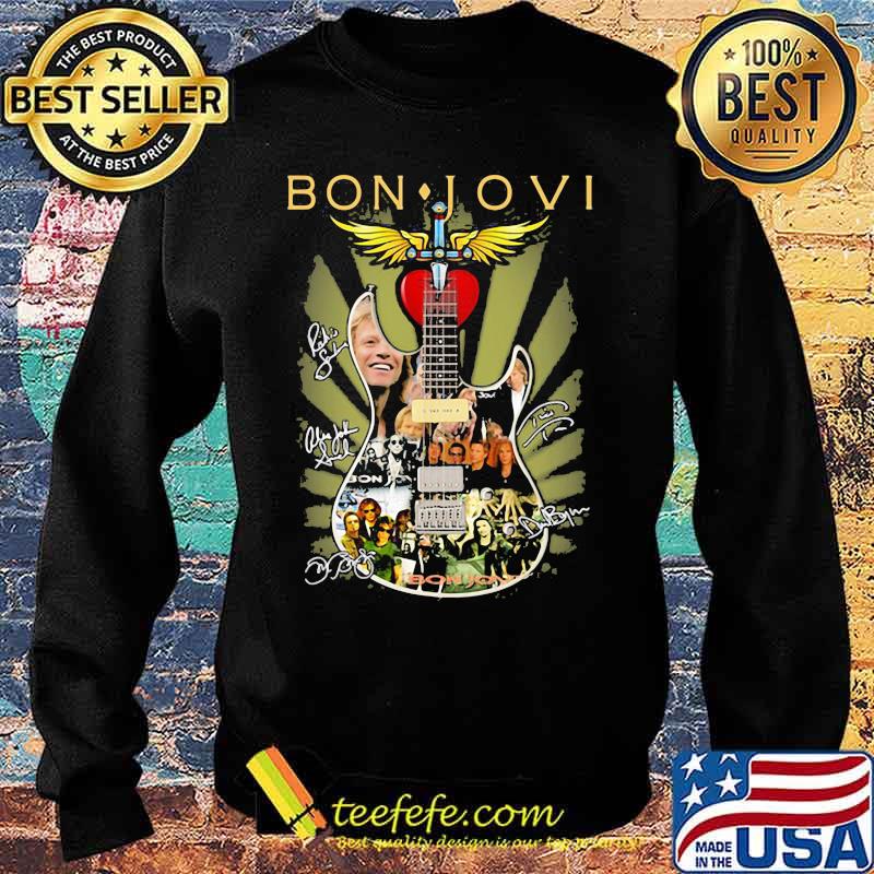 Bon Jovi Guitar God Heart Signature Shirt Sweater Bon Jovi Guitar God Heart Signature Shirt Sweater