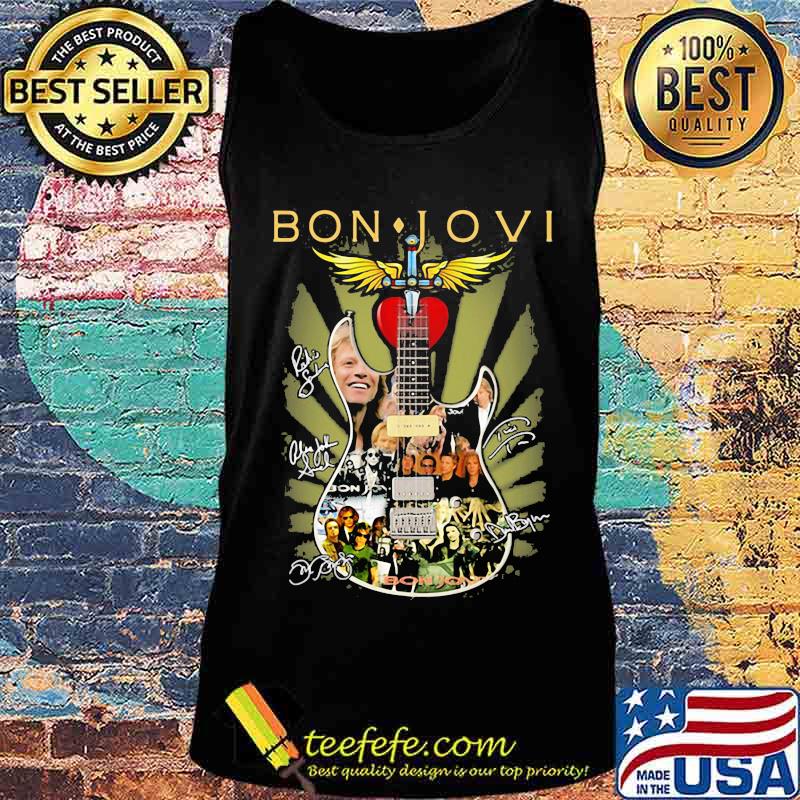 Bon Jovi Guitar God Heart Signature Shirt Tank top Bon Jovi Guitar God Heart Signature Shirt Tank top