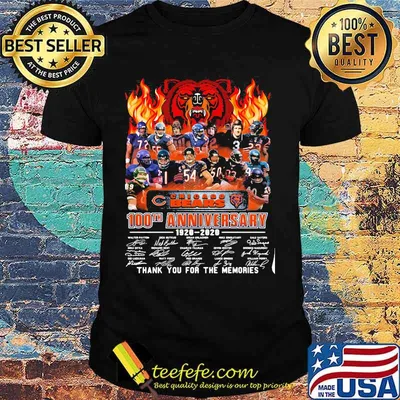 Chicago Bears 100th Anniversary 1920 2020 Thank You For The Memories Signature Shirt