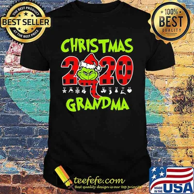 Christmas 2020 Grandma Grinch Hat Santa Claus Merry Xmas Shirt