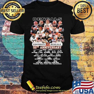 Cincinati Bengals 55th Anniversary 1966 2021 Thank You For The Memories Signature Shirt