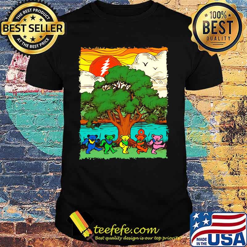 Dark Star Grateful Dead Steal Dancing Bear Under The Tree Sunset Shirt