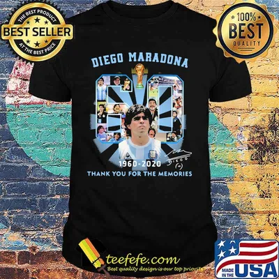 Diego Maradona Thank You For The Memories 60 Legend Football Signuature Shirt