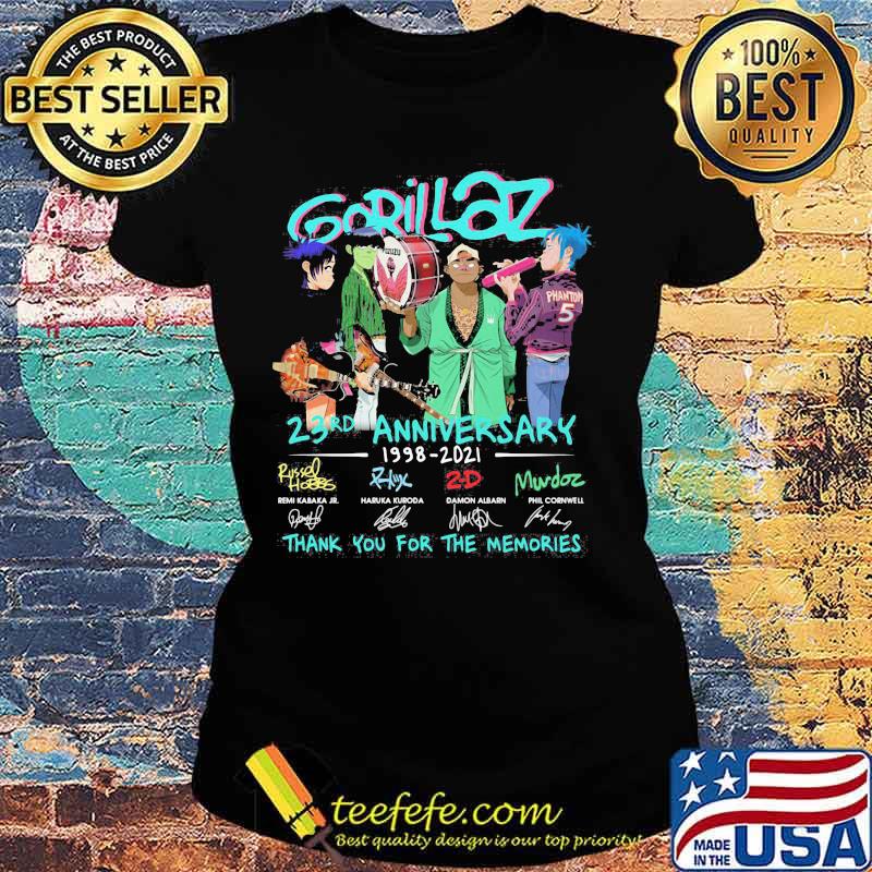 Gorillaz 23rd Anniversary 1998 2021 Thank You For The Memories Signature Shirt Ladies tee Gorillaz 23rd Anniversary 1998 2021 Thank You For The Memories Signature Shirt Ladies tee