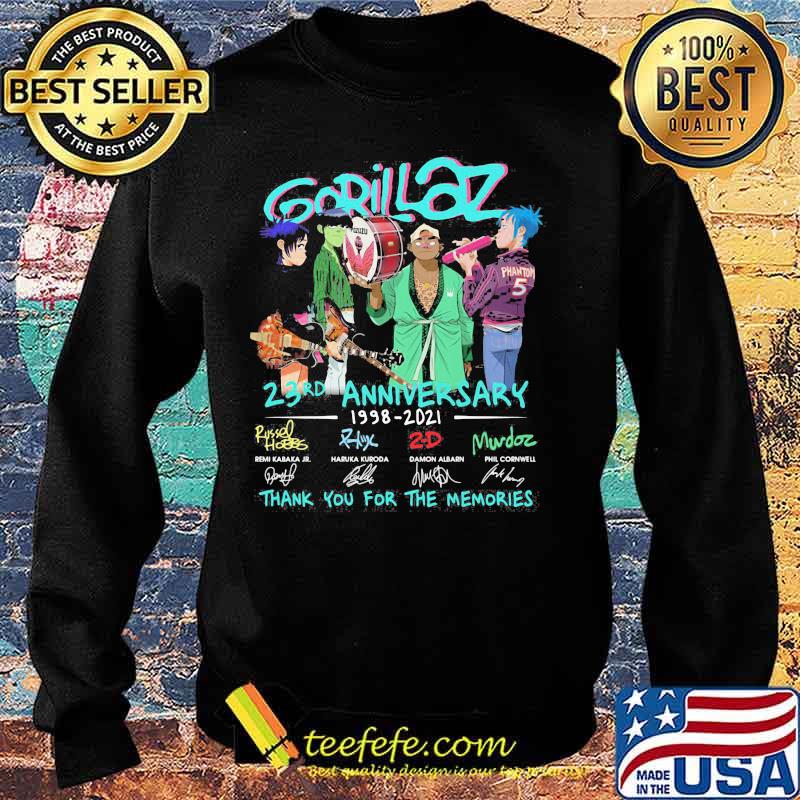 Gorillaz 23rd Anniversary 1998 2021 Thank You For The Memories Signature Shirt Sweater Gorillaz 23rd Anniversary 1998 2021 Thank You For The Memories Signature Shirt Sweater
