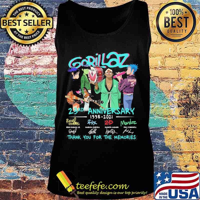 Gorillaz 23rd Anniversary 1998 2021 Thank You For The Memories Signature Shirt Tank top Gorillaz 23rd Anniversary 1998 2021 Thank You For The Memories Signature Shirt Tank top