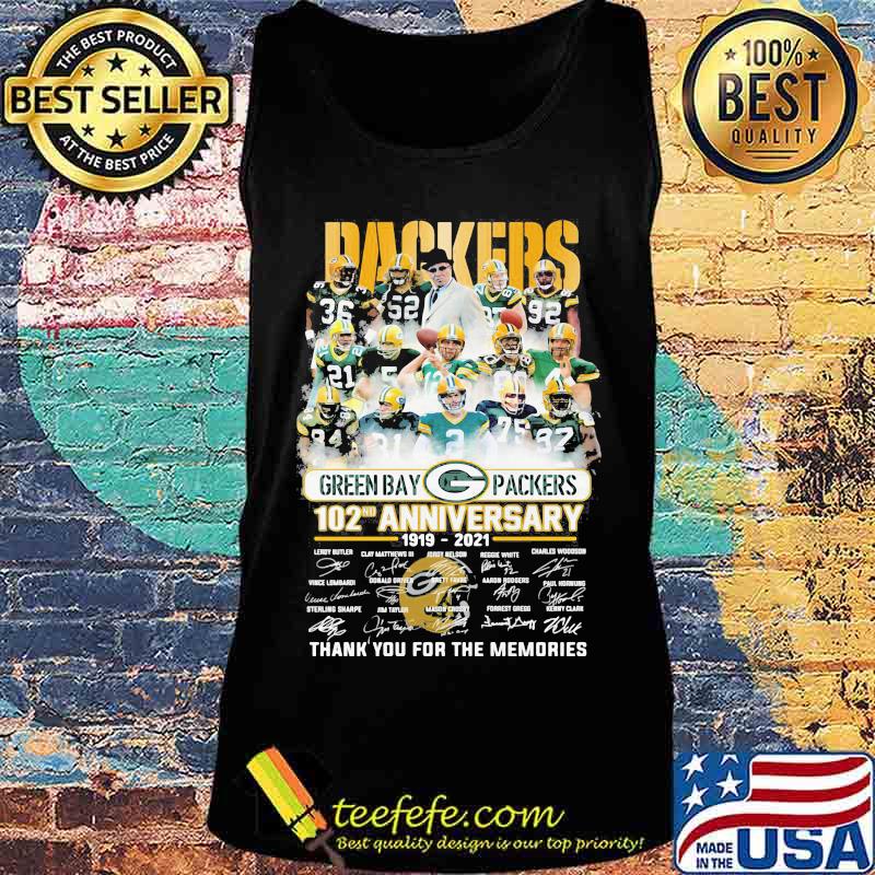 Green Bay Packers 102th Anniversary 1919 2021 Thank You For The Memories Signature Shirt Tank top Green Bay Packers 102th Anniversary 1919 2021 Thank You For The Memories Signature Shirt Tank top