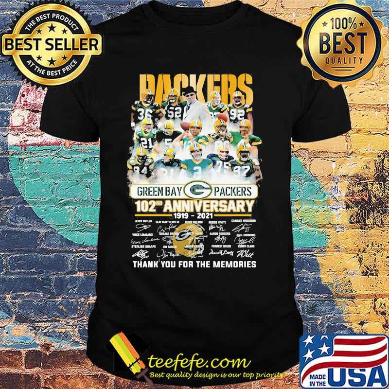 Green Bay Packers 102th Anniversary 1919 2021 Thank You For The Memories Signature Shirt