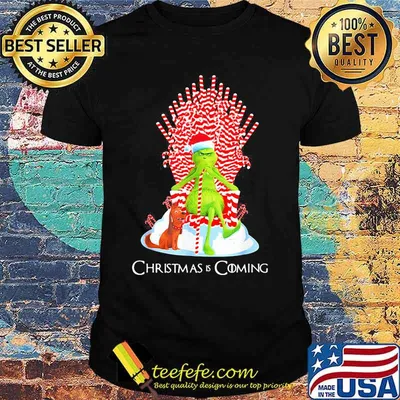 Grinch And Dog Is Coming Candy Cane Throne Xmas Shirt
