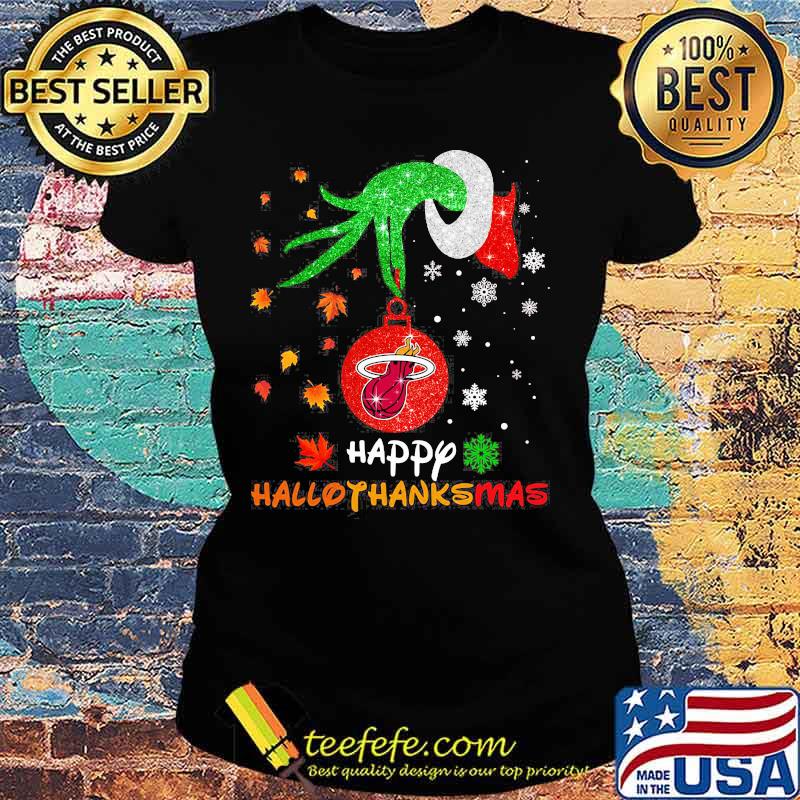 Grinch Miami heat happy hallothanksmas s Ladies tee Grinch Miami heat happy hallothanksmas s Ladies tee