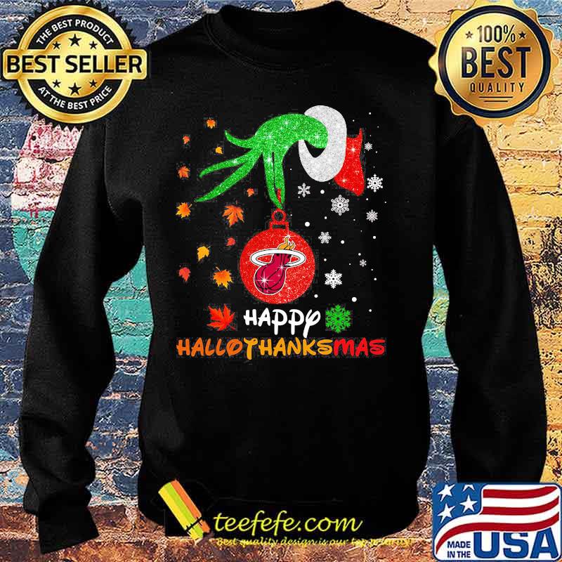 Grinch Miami heat happy hallothanksmas s Sweater Grinch Miami heat happy hallothanksmas s Sweater