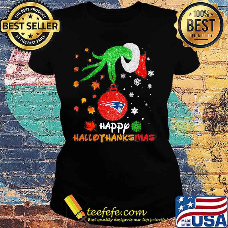 Grinch New england patriots head happy hallothanksmas s Ladies tee Grinch New england patriots head happy hallothanksmas s Ladies tee