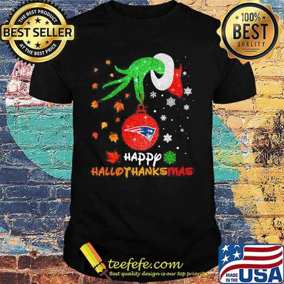 Grinch New england patriots head happy hallothanksmas shirt