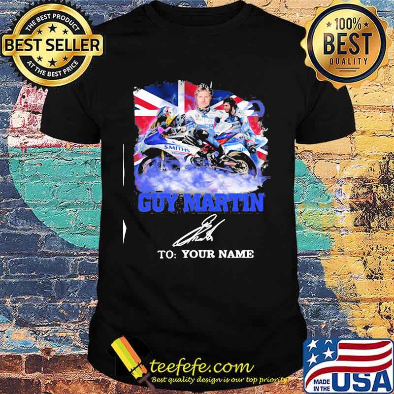 Guy Martin Motorcycle Racer Signature Union Flag Shirt