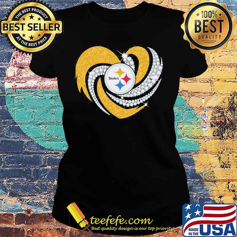 Heart Diamonds Pittsburgh Steelers Team Football Shirt Ladies tee Heart Diamonds Pittsburgh Steelers Team Football Shirt Ladies tee