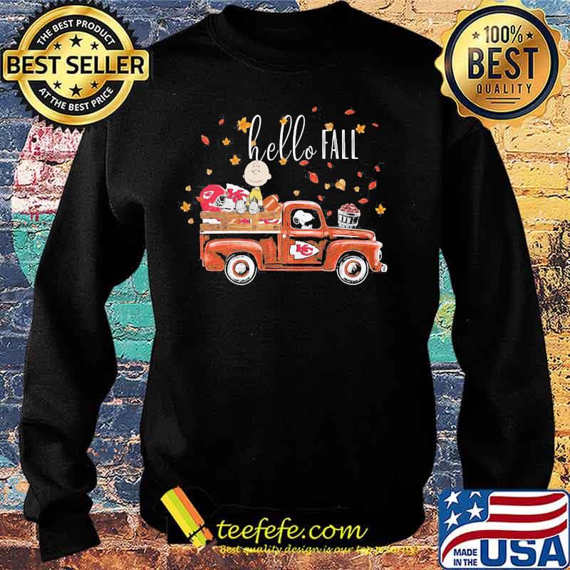 Hello Fall Snoopy Ricing Car Red With Peanuts Kansas City Chiefs Shirt Sweater Hello Fall Snoopy Ricing Car Red With Peanuts Kansas City Chiefs Shirt Sweater