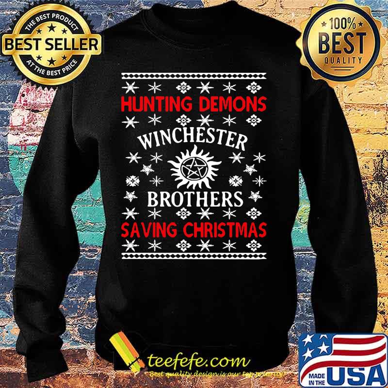 Hunting demons winchester brothers saving christmas s Sweater Hunting demons winchester brothers saving christmas s Sweater