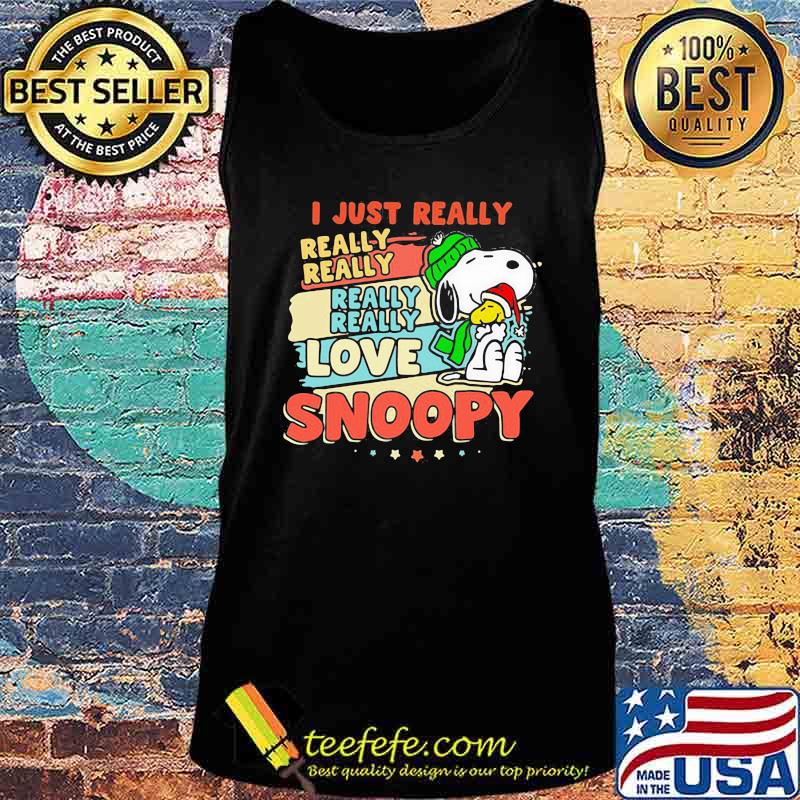 I Just Really Love Snoopy Woodstock Wear Santa Hat Christmas Vintage Shirt Tank top I Just Really Love Snoopy Woodstock Wear Santa Hat Christmas Vintage Shirt Tank top