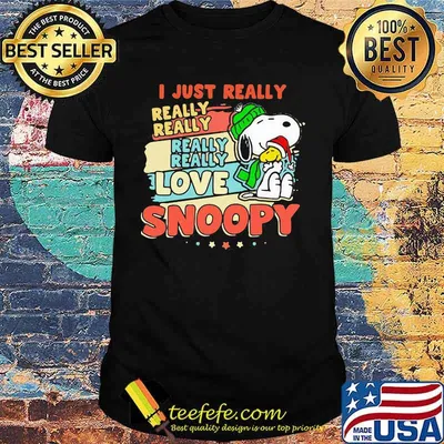 I Just Really Love Snoopy Woodstock Wear Santa Hat Christmas Vintage Shirt