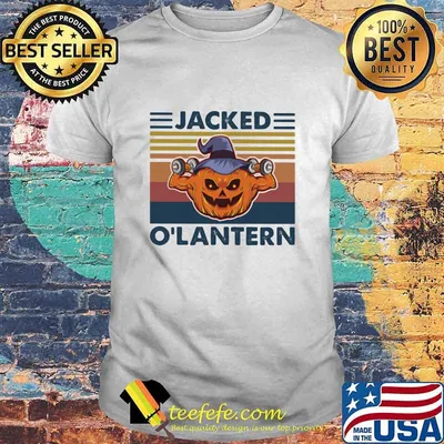 Jacked O'lantern Pumpkin Witch Weight Lifting Halloween Vintage Shirt