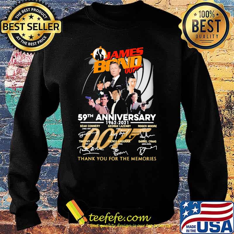 James Bond 007 59th Anniversary 1962 2021 Thank You For The Memories Signature Shirt Sweater James Bond 007 59th Anniversary 1962 2021 Thank You For The Memories Signature Shirt Sweater