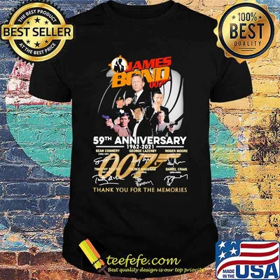 James Bond 007 59th Anniversary 1962 2021 Thank You For The Memories Signature Shirt