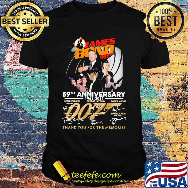 James Bond 007 59th Anniversary 1962 2021 Thank You For The Memories Signature Shirt
