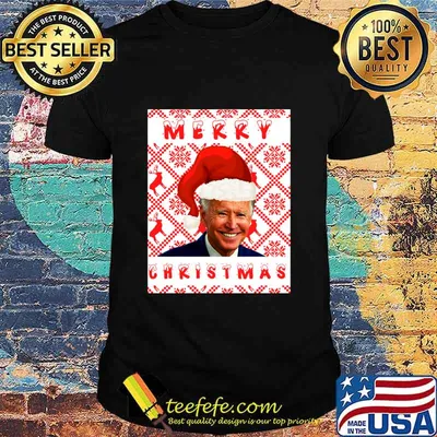 Joe Biden Merry Christmas Wear Santa Hat Shirt