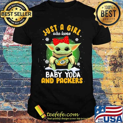 Just A Girl Who Love Baby Yoda And Packers Green Bay Football Ribbon Red Shirt