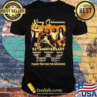 King Crimson 52nd Anniversary 1968 2020 Thank You For The Memories Signature Gold Shirt