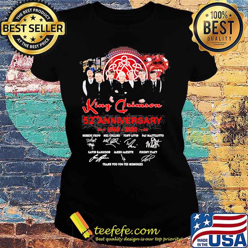 King Crimson 52nd Anniversary 1968 2020 Thank You For The Memories Signature Red Shirt Ladies tee King Crimson 52nd Anniversary 1968 2020 Thank You For The Memories Signature Red Shirt Ladies tee