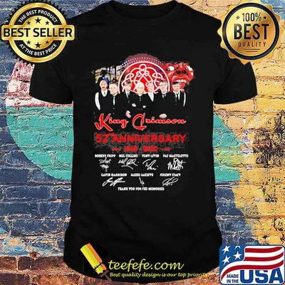 King Crimson 52nd Anniversary 1968 2020 Thank You For The Memories Signature Red Shirt
