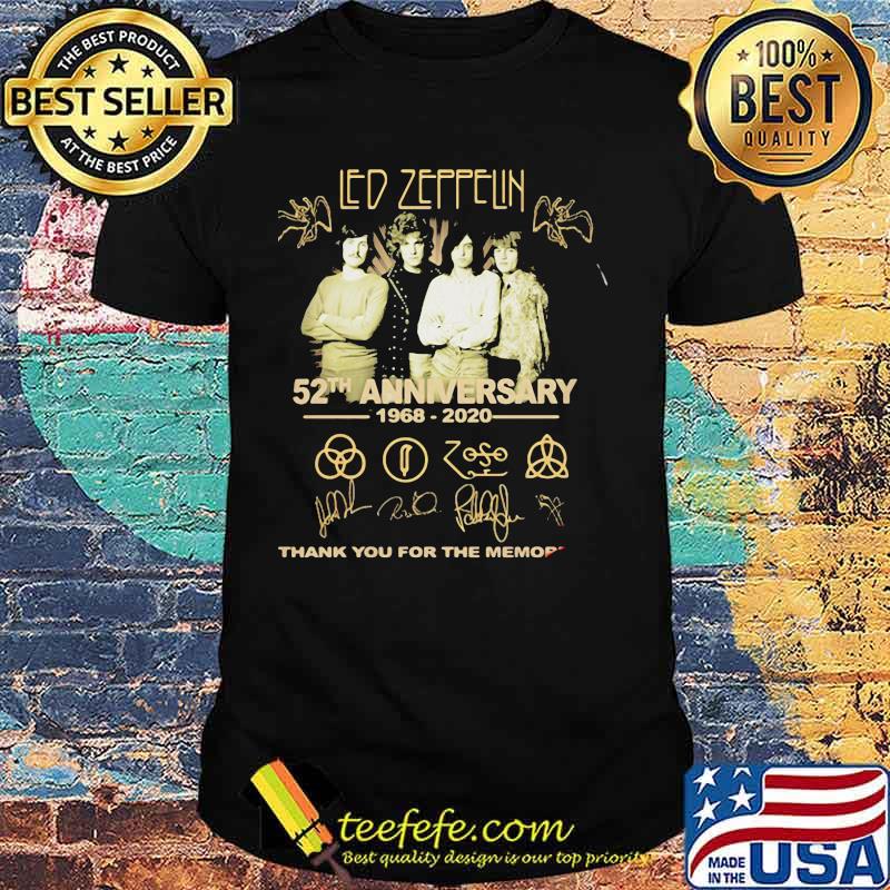 Led Zeppelin 52th Anniversary 1968 2020 Thank You For The Memories Signuature Shirt