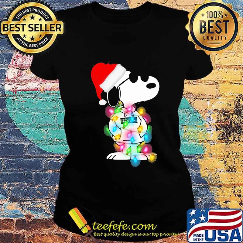 Lights Wrap Around Snoopy Hat Santa Christmas Shirt Ladies tee Lights Wrap Around Snoopy Hat Santa Christmas Shirt Ladies tee