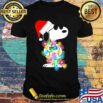 Lights Wrap Around Snoopy Hat Santa Christmas Shirt