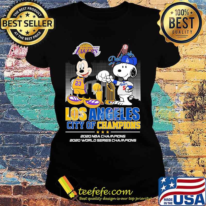 Los Angeles City Of Champions 2020 Nba Champions Snoopy And Mickey Disney Football Shirt Ladies tee Los Angeles City Of Champions 2020 Nba Champions Snoopy And Mickey Disney Football Shirt Ladies tee