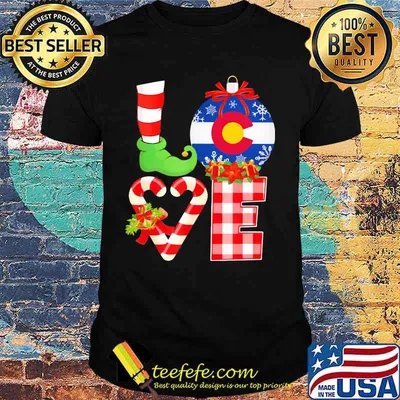 Love Flag Of Colorado Elf Pajama Christmas Shirt