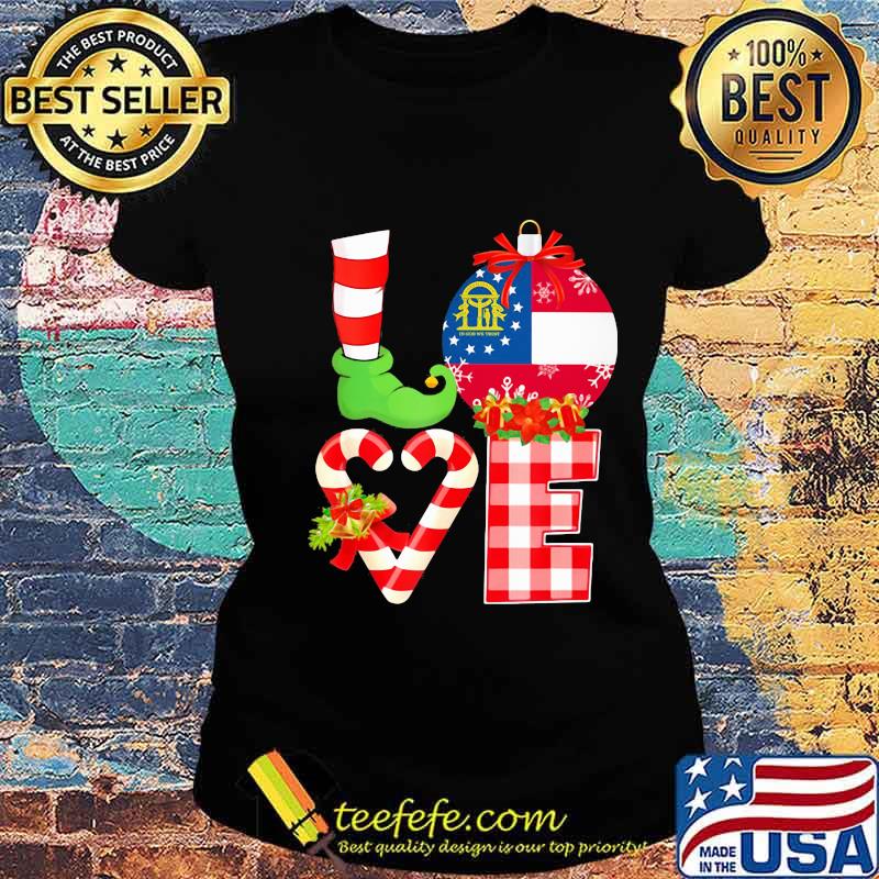 Love Georgia State Flag Vector Elf Pajama Christmas Shirt Ladies tee Love Georgia State Flag Vector Elf Pajama Christmas Shirt Ladies tee