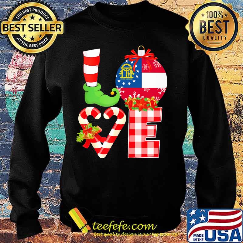 Love Georgia State Flag Vector Elf Pajama Christmas Shirt Sweater Love Georgia State Flag Vector Elf Pajama Christmas Shirt Sweater