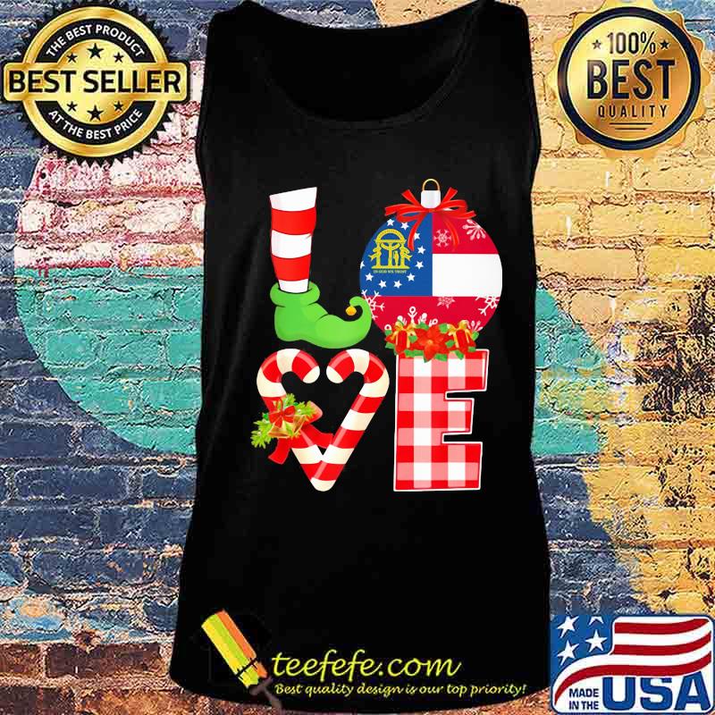 Love Georgia State Flag Vector Elf Pajama Christmas Shirt Tank top Love Georgia State Flag Vector Elf Pajama Christmas Shirt Tank top