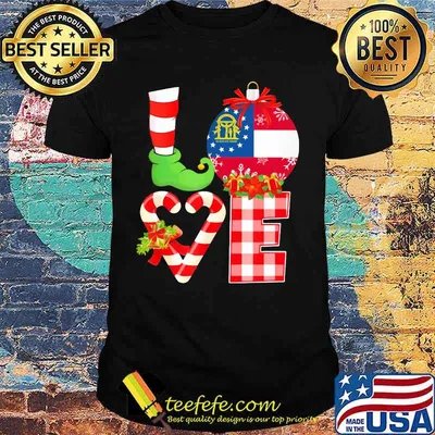 Love Georgia State Flag Vector Elf Pajama Christmas Shirt